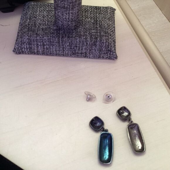 Gunmetal Tone Pierced Drop Earrings - Picture 5 of 5